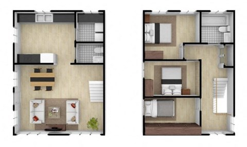 Floor plan for 3 beds, 1.5 baths, 1280 sqft
